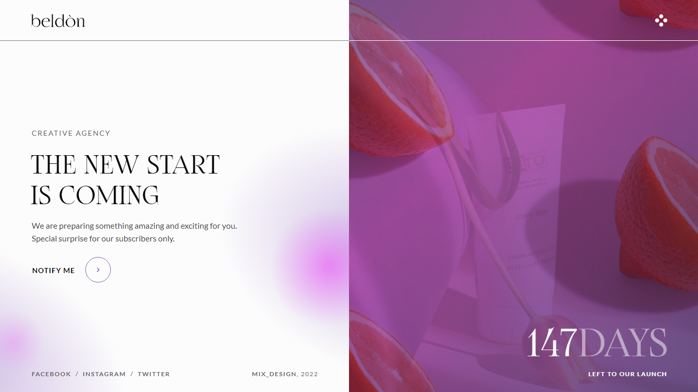 Beldon Coming Soon Template Preview Screen
