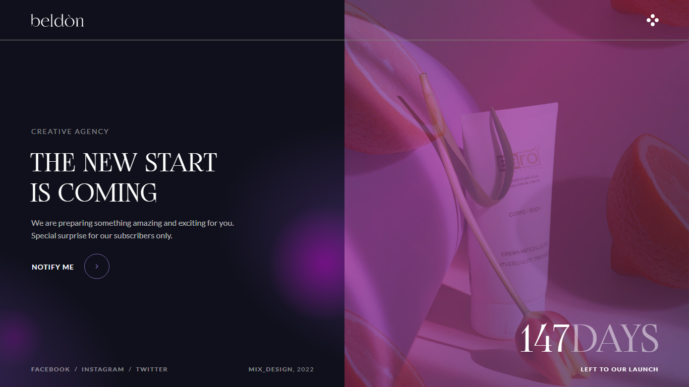 Beldon Coming Soon Template Preview Screen